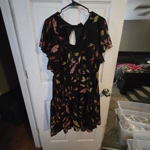 Torrid Black Dress with Pink and Yellow Floral Design